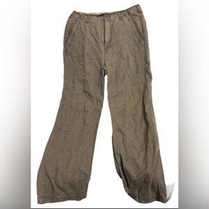 Ted Baker Chino Pants Mens 32x32 Green  Linen Straight Baggy Buckle Waist